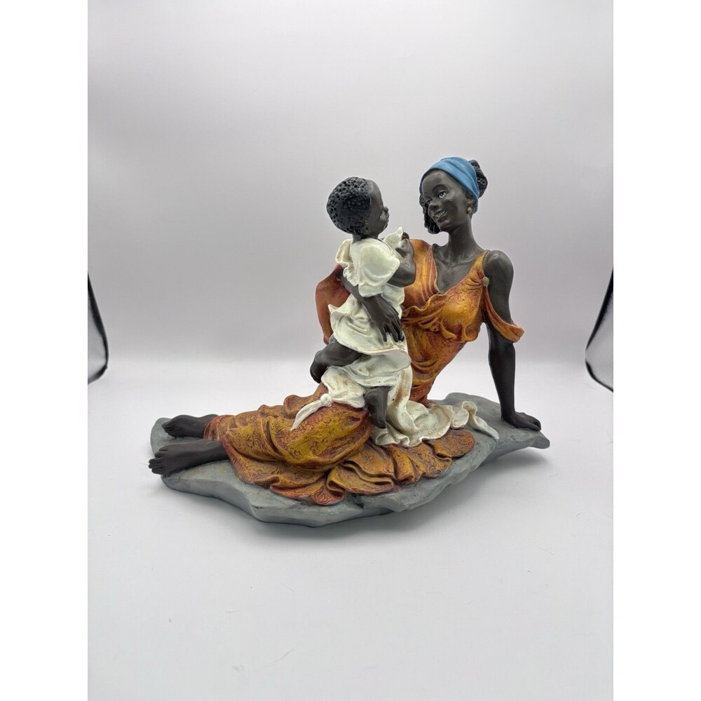 Black Child And Mother African Figurine Compares To Giuseppe Armani Sculpture